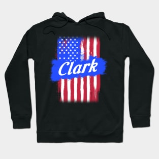 American Flag Clark Family Gift For Men Women, Surname Last Name Hoodie